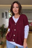 Made in Italy Hush Button Knit Waistcoat Burgundy